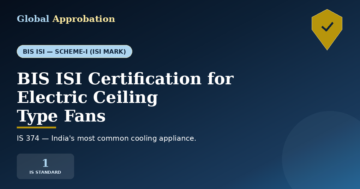BIS ISI Certification for Electric Ceiling Type Fans